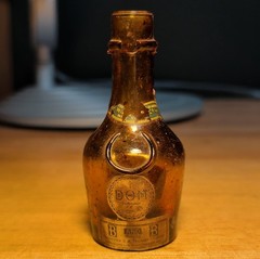 Vintage Labeled Amber Benedictine Sample Wine Bottle Bande New York Liquor