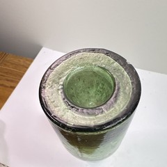 Antique beautiful *ELECTRIC GREEN* colored applied lip wine / liquor bottle