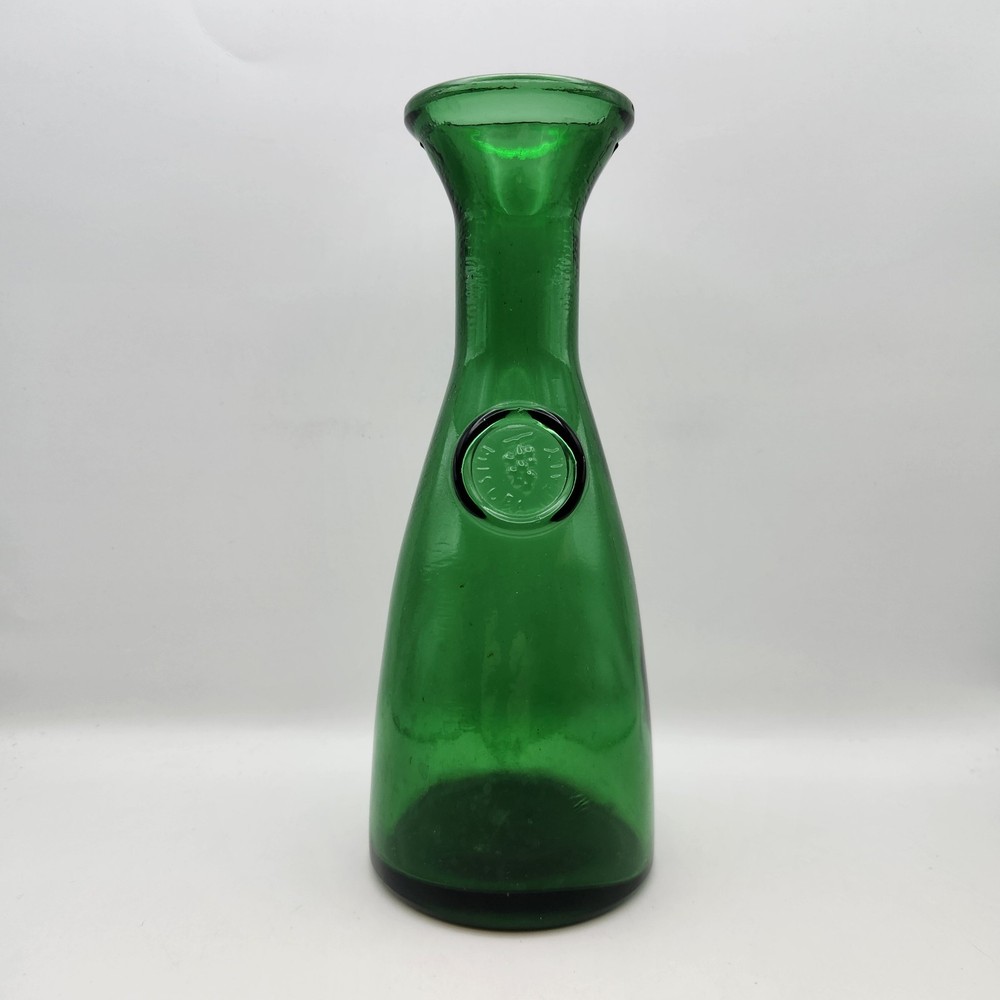 Vintage Misura Italy Green Glass 8&Prime; Carafe Vase Wine Bottle Decanter Brevettata