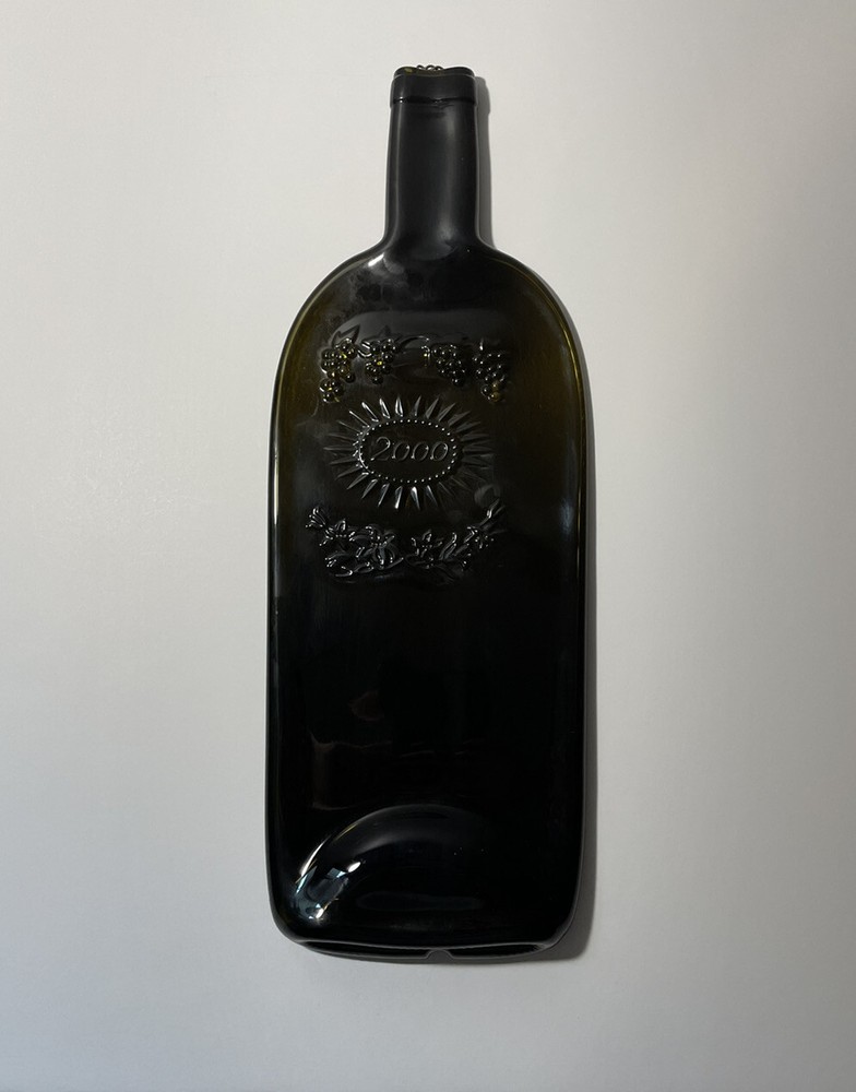PRESSED GLASS WINE BOTTLE CHEESE CUTTING BOARD UNIQUE PRESS SMUSHED FLAT GLASS