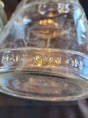 Vintage Rare Embossed Half Gallon Little Amana Glass Wine Jug(2) With Lids