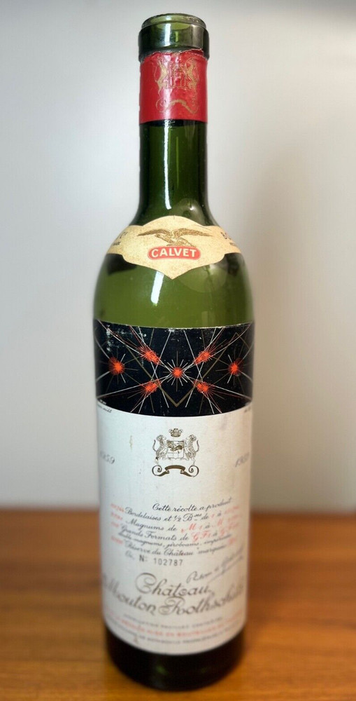 Authentic 1959 Chateau Mouton Rothschild Empty 750ML Bottle