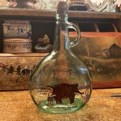 Hand Painted Winter 1.5 Liters Glass Jug Wine Bottle Folk Art ( set of 2 )