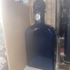 Vidrios San Miguel EXTRA LARGE Blue Recycled Glass Bottle Decanter Spain EUC
