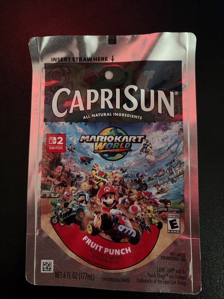 One of A Kind Capri Sun Rare Manufacturing Issue Flat with No Juice Mario Kart
