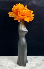 Happy Cat Riesling Matte Black Wine Bottle EMPTY Halloween Cat Decor