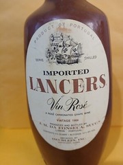 LANCERS 1966 VIN ROSE Brown Painted Glass Jug Portugal /JM Da Fonseca Empty