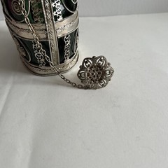 Vintage Elaborate Silvered Copper Wire Filigree Wrapped Bottle