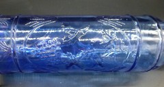 Cobalt Blue Mold Blown Glass Embossed Grapes Wine Bottle Antique / Vintage Heavy