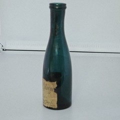 Antique Nonantum Champagne Cologne Teal Glass Bottle Reims Rare Single Serve