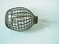 Wine Carafe Dark Twine Covered Clear Glass 9 1/4&Prime; Tall Vase