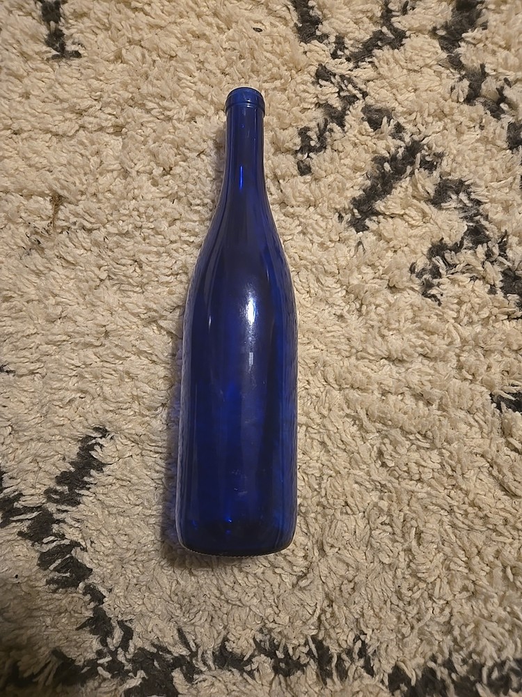 Vintage Cobalt Blue Glass Decorative Wine Bottle Empty 750ML 12” Tall