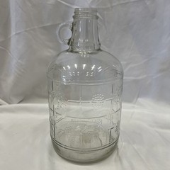 Vintage Half Gallon Wine Bottle Jug Clear Grapes & Leaves