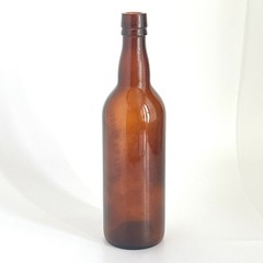 Vintage Brown Wine Bottle With Flat Side Full 4/5 Quart 11.5”