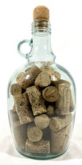 Vintage 1.5 Liter Glass Wine Jug Filled With Corks