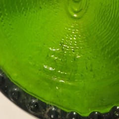 Vintage Green Glass Wine Bottle Has Seam 705 & 251 With « S » In An Oval 24 Ozs.