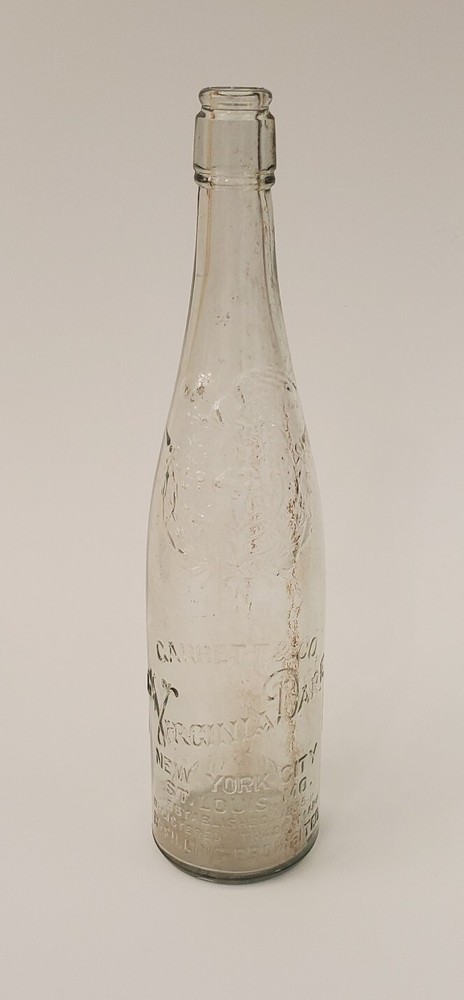 Garrett & Co. Inc. Virginia Dare Wine Bottle New York USA Clear Glass 1 5/8 PTS.