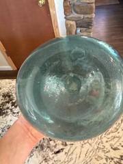 Vintage Hand-blown Aqua Glass Demijohn Carafe Wine Bottle/Bonbonne