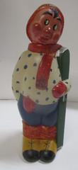 Vintage Painted Glass Skier Figurine Italian Wine Bottle – Empty
