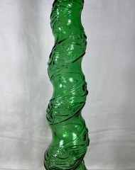Vtg Emerald Green Empoli style Swirl Chiant Bottle 17” Tall Italy