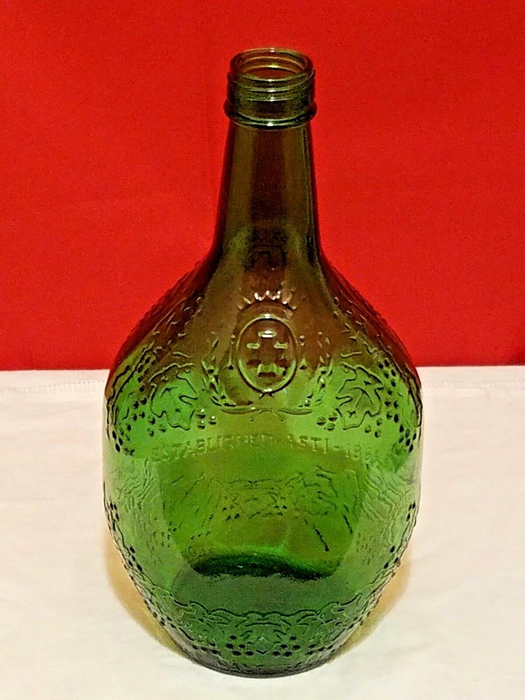 Vtg United Vintner&rsquo;s 4555 Half Gallon Green Glass Bottle Established-Asti-1881