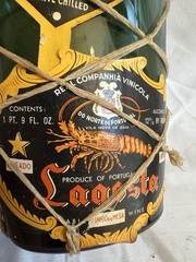 Vintage Lagosta Rosé Wine Bottle Pair Portugal Raffia Covered 2 Sizes