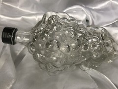 9 Vintage Clear Glass Grape Bunch Bottle W/Lid Made Turkey Holds one cup liquid