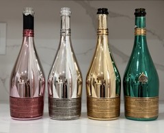 ACE OF SPADES Armand de Brignac 4 Empty Champagne Bottles Green Pink Silver Gold