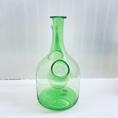 Demijohn Glass Wine Chiller With Stoppers 13 1/2” Green