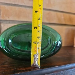 Vintage Emerald Green Glass Flask Style Wine Bottle 8.5&Prime; Tall