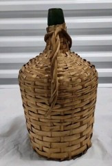 Rare RODEIO Wine Jug Demijohn Green Glass Wicker Wrapped Brazil VTG 1960s Empty