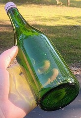 Vintage 1968 UNITED VITNER&rsquo;S INC Green Glass Wine Bottle Org Pink Lid Beautiful