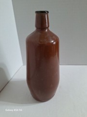 Vintage Stoneware Beer Bottle & Lancers Portugal Wine Bottle Painted Glass