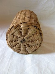 BOTTLE WITH HANDWOVEN WICKER WRAP. DEMIJOHN, 10&Prime;