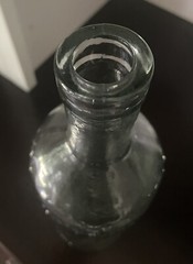 Vintage Pressed Glass Bottle Made in Spain – Water or Wine – Floral Motif (12”)