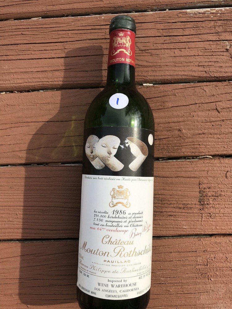 Chateau Mouton Rothschild Pauillac 1986 Empty Bottle No Cork