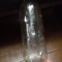 Vtg Garretts American Wines Clear Glass 1/2 Gal Bottle Decanter Embossed Grapes