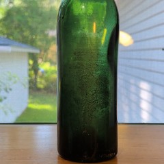 Antique 1910s Teal Green Menthe Wine Champagne Bottle Made In Italy ABM Large