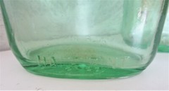 2 Vintage Coronet Schenley Brandy Half Pint Bottles Liquor Green Aqua Glass