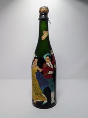 Vintage Hand Painted Paul Masson Vineyards Emerald Green Wine Bottle (Empty)