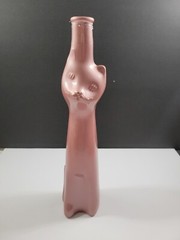 Cat Shaped Glass Wine Bottle EMPTY Gold 13&Prime; Tall