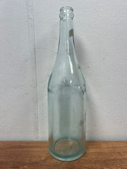 Aqua Glass Tall 24 oz Empty Bottle “Cedar Rapids Bottling” Iowa