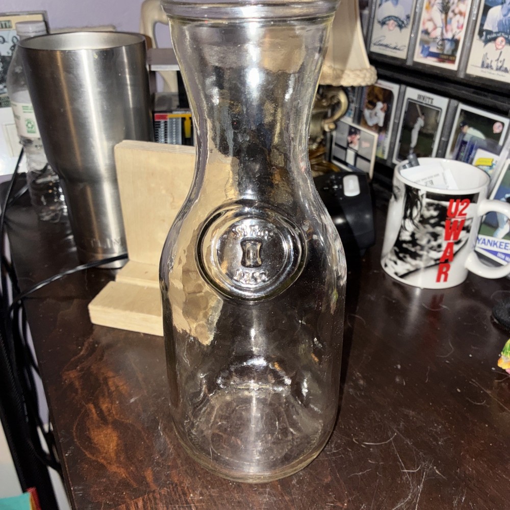 Vintage Paul Masson Since 1852 Embossed Glass Milk Bottle Carafe Decanter 10”