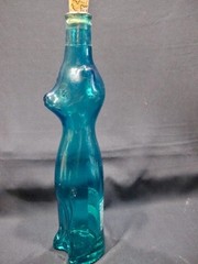 MOSELLAND « CAT » TEAL GREEN EMPTY LIQUOR BOTTLE W/ CAT CORK
