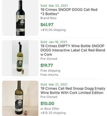 19 Crimes SNOOP DOGG Cali Rose Empty Frosted Wine Bottle Limited Release Crafts