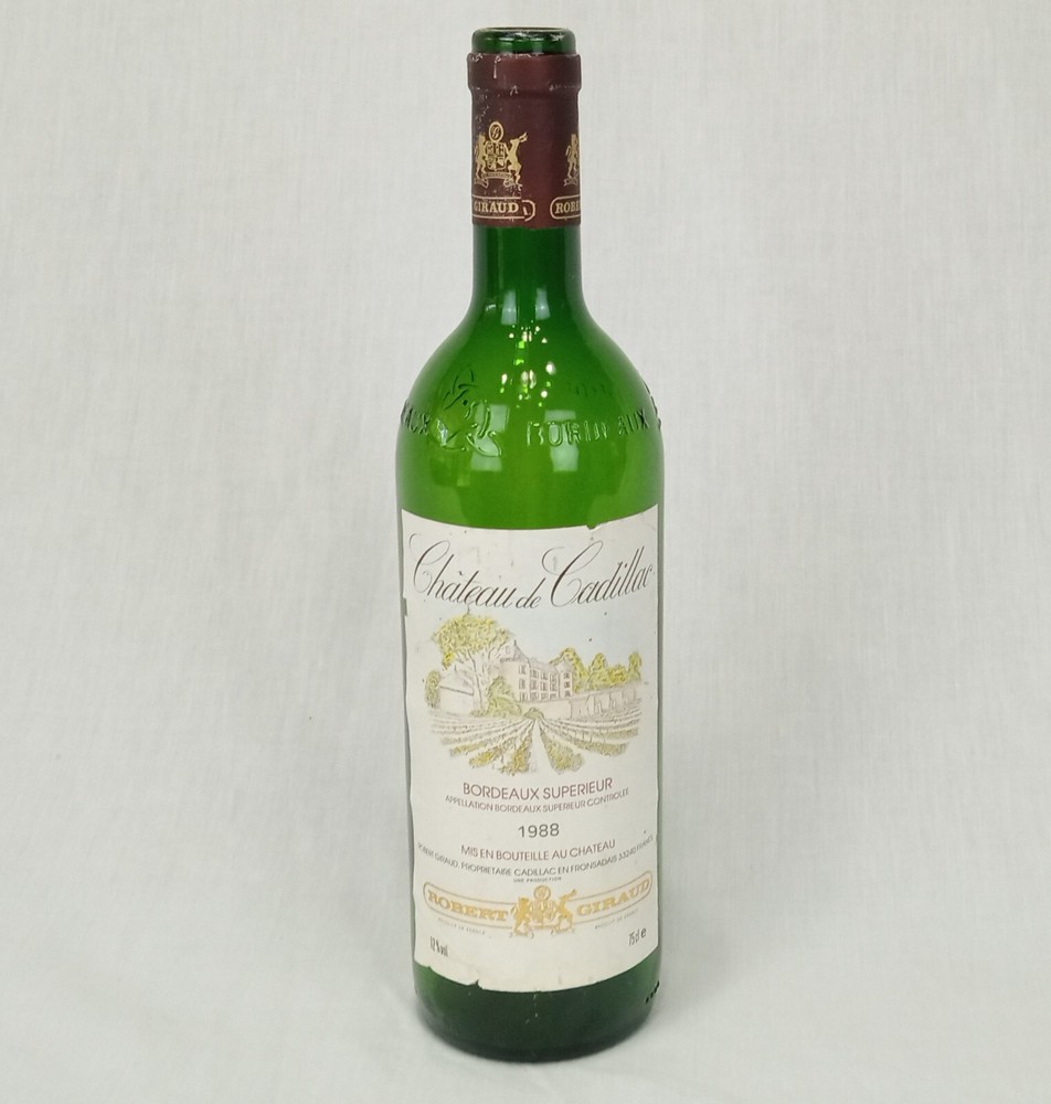 rare Chateau de Cadillac Rare 1988 French Bordeaux Wine Empty bottle man cave
