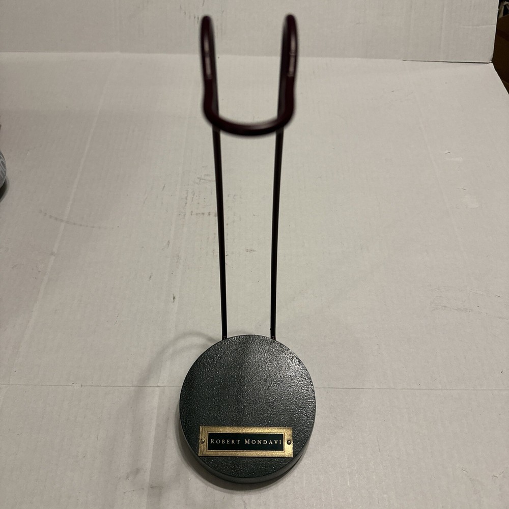 Robert Mondavi Wine Bottle Display Stand 14&Prime; tall Dark Green Wood & Metal
