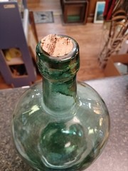 Antique Green 12&Prime; Wine Jug Viresa Glass Bottle Carbon Demijohn Terrarium Decor