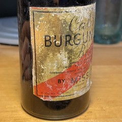 Antique Black Glass Labeled Mission Dry California Burgundy Wine Bottle Bubbling