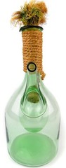 Vintage Wine Decanter with Ice Chamber Green Hand Blown Glass Straw Corks